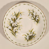 Vintage 1970s Royal Albert Flower of the Month Series January Snowdrops White Flowers Bone China Tea Cup & Saucer Set