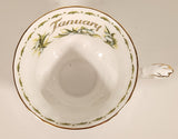 Vintage 1970s Royal Albert Flower of the Month Series January Snowdrops White Flowers Bone China Tea Cup & Saucer Set