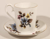 Vintage Royal Albert Bone China England Ascot Pink Yellow Blue Flowers Demitasse Tea Cup & Saucer Set