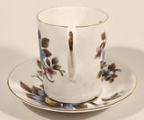 Vintage Royal Albert Bone China England Ascot Pink Yellow Blue Flowers Demitasse Tea Cup & Saucer Set