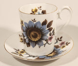 Vintage Royal Albert Bone China England Ascot Pink Yellow Blue Flowers Demitasse Tea Cup & Saucer Set