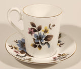 Vintage Royal Albert Bone China England Ascot Pink Yellow Blue Flowers Demitasse Tea Cup & Saucer Set