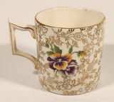 Vintage James Kent Ltd Longton 5022 Purple and Yellow Pansies Espresso Demitasse Cup and Saucer Set Made in England