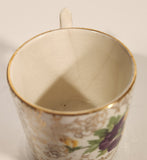 Vintage James Kent Ltd Longton 5022 Purple and Yellow Pansies Espresso Demitasse Cup and Saucer Set Made in England