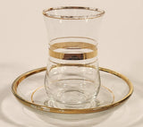 Turkish Gold Trimmed Tea Glass Cup And Saucer