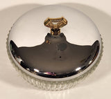 Vintage Ribbed Glass Candy Dish with Chrome Lid