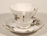 Vintage Royal Albert Bone China England Red Rose Buds with Light Blue and White Flowers Tea Cup & Saucer Set
