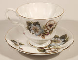 Vintage Royal Albert Bone China England Red Rose Buds with Light Blue and White Flowers Tea Cup & Saucer Set