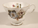 Vintage Royal Albert Bone China England Red Rose Buds with Light Blue and White Flowers Tea Cup & Saucer Set