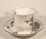 Vintage 1970s Royal Albert Flower of the Month Series February Violet Purple Flowers Bone China Tea Cup & Saucer Set