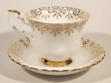 Vintage Royal Albert Bone China England Congratulations Ornate Gold Pattern Tea Cup & Saucer Set