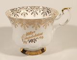 Vintage Royal Albert Bone China England Congratulations Ornate Gold Pattern Tea Cup & Saucer Set