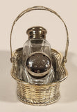 Vintage Silver Plated Zinc Salt and Pepper Shaker Set in Silver Plated Basket