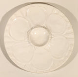 Vintage Calif USA 6/6 Flower Pattern White 10" Ceramic Oyster Serving Platter Plate Dish