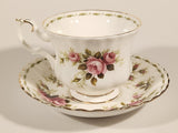 Vintage 1970s Royal Albert Flower of the Month Series June Roses Pink Rose Flowers Bone China Tea Cup & Saucer Set