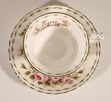 Vintage 1970s Royal Albert Flower of the Month Series June Roses Pink Rose Flowers Bone China Tea Cup & Saucer Set