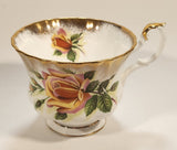 Vintage Royal Albert Bone China England Series of Six Margaret Yellow Roses Flowers Gold Trim Tea Cup & Saucer Set
