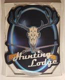 Hunting Lodge Crossed Rifles and Deer Skull Blue 3D 2Way Lenticular Neon Look 12 3/4" x 16 1/2" Wood Sign New in Package