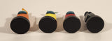 Among Us Orange Crewmate with Cheese Hat, Yellow Crewmate with Sprout Hat, Red Crewmate with Toilet Paper Hat, Black Plague Doctor 2 1/4" Toy Figure Lot of 4