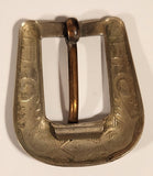 Antique Western Pattern Etched 1 1/2" x 1 3/4" Copper and Sterling Silver Look Metal Buckle