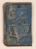 Vintage 1953 British Columbia Blue and White Metal Vehicle License Plate Tag Renewal Add-On Section