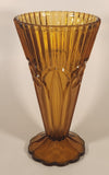 Vintage Art Nouveau Circles Arches Blurred Orange Amber 10" Heavy Glass Flower Vase