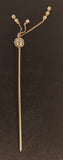 Antique Ornate Globe with Dangling Diamond Look Stones Silver Tone Stick Pin