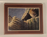 Vintage 1982 Robert Bateman "Young Elf Owl" 8 1/4" x 11 1/4" Art Print in 11 1/4" x 14" Pink Metal Frame