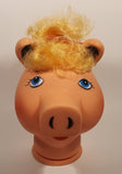 Pig Piggy Head with Blonde Hair and Blue Eyes Doll Craft Head