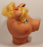 Pig Piggy Head with Blonde Hair and Blue Eyes Doll Craft Head