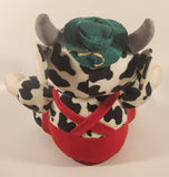 Hong Tat Black and White Cow with Red Coveralls and Green Hat 11" Toy Stuffed Plush New with Tags