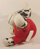 Hong Tat Black and White Cow with Red Coveralls and Green Hat 11" Toy Stuffed Plush New with Tags