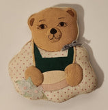 Vintage Teddy Bear in Apron with Flowers Fabric Fridge Magnet