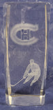 NHL Montreal Canadiens Logo and Player Laser Etched 4 3/4" Clear Glass Paper Weight