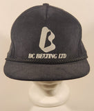 Vintage BC Belting Ltd Black Corduroy Snapback Trucker Cap Hat