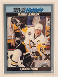 1992-93 Score NHL #448 Pittsburgh Penguins Mario Lemieux 1991-92 Highlight 1,000th Point Trading Card