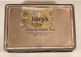 Vintage Mid Century Blue Riley's Toffee Medieval Huntsman Falcons Brothers Tin Metal Container Halifax England