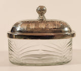 Glass Butter Dish with Embossed Silver Plated Lid