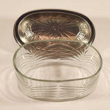 Glass Butter Dish with Embossed Silver Plated Lid