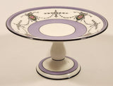 Vintage Aynsley Purple with Ornate Red Rose Pattern Porcelain Pedestal Dessert Dish