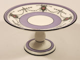 Vintage Aynsley Purple with Ornate Red Rose Pattern Porcelain Pedestal Dessert Dish
