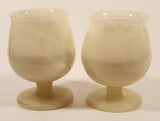 Vintage White Marble Onyx Goblet Cup Set of 2