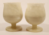 Vintage White Marble Onyx Goblet Cup Set of 2