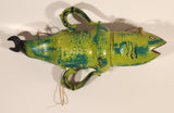 Kerras Jeffery of P.E.I. Folk Art Hand Painted Vase Shaped Eastern White Cedar Wood Fish Carving with Wrench Tail