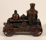 Vintage 1974 Banthrico Fire Truck Steam Engine Train Locomotive Copper Coin Bank