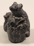 A Wolf Original Bear Cubs Climbing and Playing Carved Black Soapstone Animal Wildlife Figurine Signed A.V