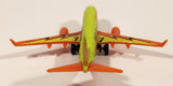 2007 Matchbox Boeing 737-800 Bolt Airways Airplane Fluorescent Yellow and Orange Die Cast Toy Aircraft