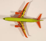 2007 Matchbox Boeing 737-800 Bolt Airways Airplane Fluorescent Yellow and Orange Die Cast Toy Aircraft