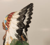 Aboriginal Native Indian Chief with Headdress Pulling Sleigh 10 1/2" Ceramic Sculpture