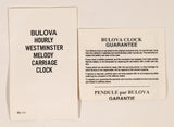 Vintage Bulova Quartz Westminster Melody Gold Tone Carriage Clock Model B7454 New in Box
